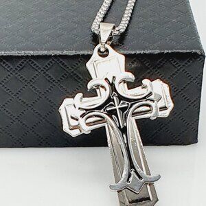 ❤️Stainless Steel Retro Layered Cross Necklace, N90201P119